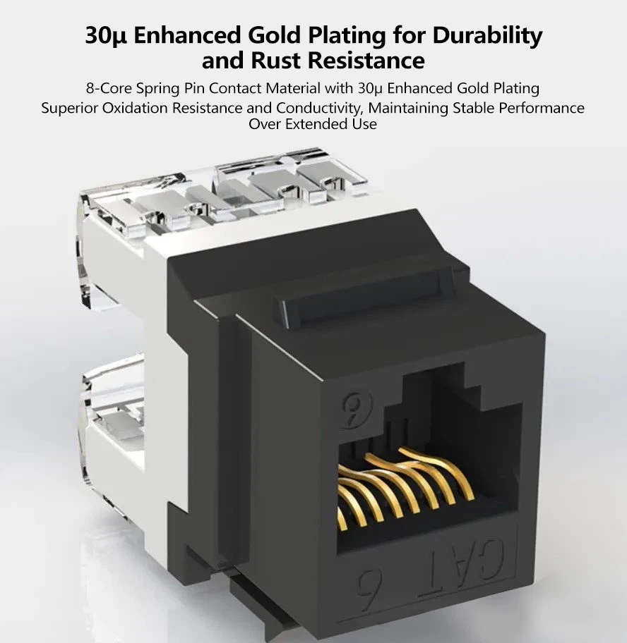 The thickness of the gold layer in RJ45 connectors and keystone jacks can vary, ranging from 1 micron to 50 microns. The thickness of the gold layer in RJ45 connectors and keystone jacks can vary, ranging from 1 micron to 50 microns.