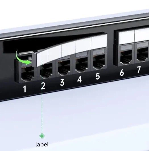 Some high-end patch panels come with cable management racks and labeling functions, allowing corresponding line numbers and interfaces to be printed on them Some high-end patch panels come with cable management racks and labeling functions, allowing corresponding line numbers and interfaces to be printed on them